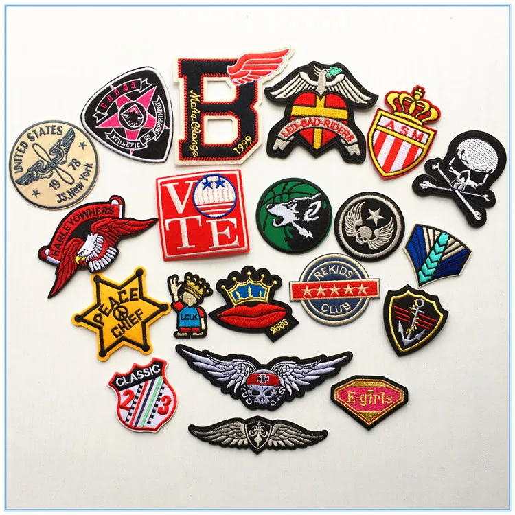 Cool Retro Embroidered patch iron on motif punk embroidered patches for