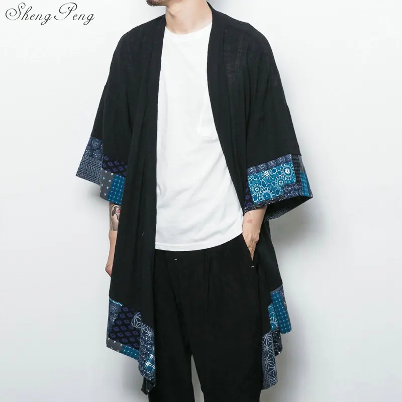 Японское кимоно кардиган для мужчин haori yukata мужской самурайский костюм одежда кимоно куртка мужская кимоно рубашка yukata haori Q783