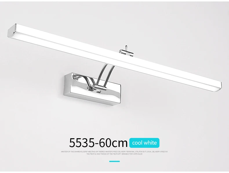 Светодиодный зеркальный светильник, AC85-265V из нержавеющей стали, современный настенный светильник для ванной комнаты, настенные бра с поворотной головкой, зеркальный настенный светильник ZJQ0006