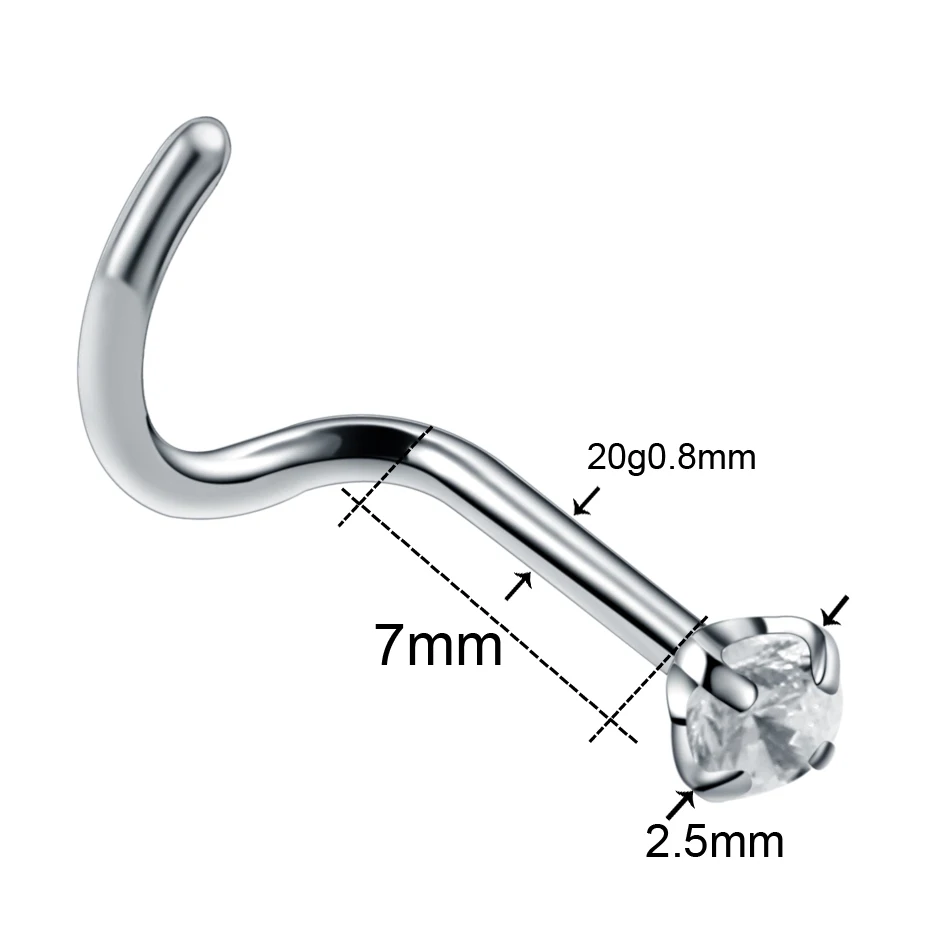 1 шт., модные Стальные Шпильки для пирсинга носа, серебряные серьги Daith Gem, пирсинг в ноздрях, хрящи, ювелирные изделия для тела для женщин, девочек - Окраска металла: Style 5