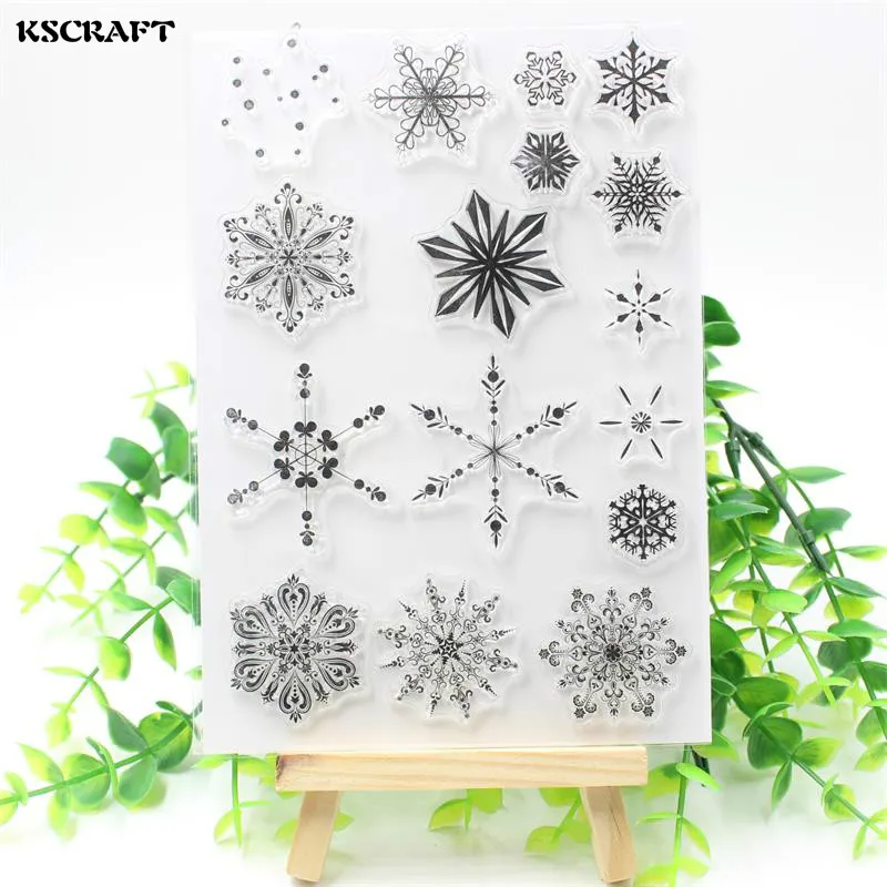 

KSCRAFT Snowflake Transparent Clear Silicone Stamp/Seal for DIY scrapbooking/photo album Decorative clear stamp sheets 104