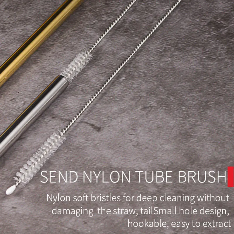 

SOLEDI Cocktail Pipette Brush Stainless Steel Reusable Bar Milk Restaurant Drinks 22.5*1cm Water Wedding Party Supplies