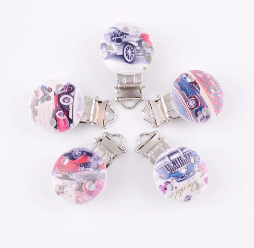 

10Pcs Metal Car Pattern Suspender Trousers Pacifier Clips With Plastic Wood Craft Sewing Tool 45x30mm D2987