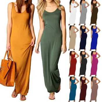 

Newly Women Holiday Bodycon Maxi Dress Summer Beach Party Sleeveless Long Sundress DO99