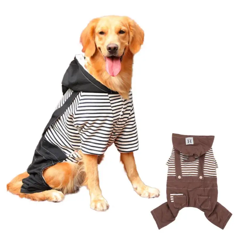 

Winter Dog Clothes for Big Dogs Labrador Husky Samoyed Warm Stripe Dog Jumpsuit Overalls for Large Dogs
