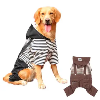 

Winter Dog Clothes for Big Dogs Labrador Samoyed Warm Stripe Dog Jumpsuit Overalls for Large Dogs