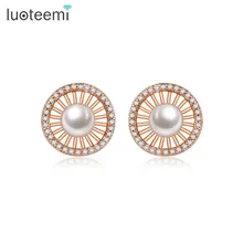 Luoteemi Новое Поступление Имитация Ювелирные изделия из жемчуга заявление Круглый Стад Серьги для Для женщин Partry свадебный подарок с фабрики