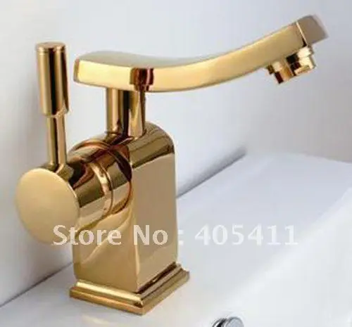 

Free shipping !polished gold Bathroom Sink Square Waterfall Faucet.basin mixer faucets.Wholesale and retail