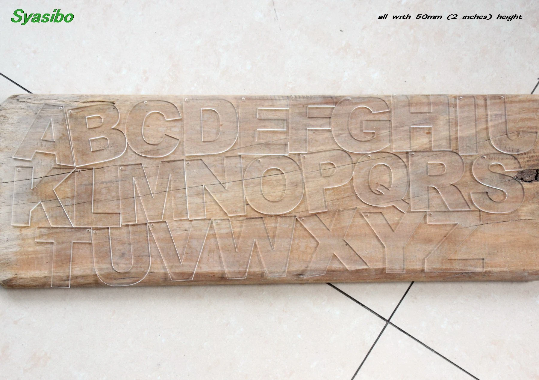 

(26pcs/lot) 50mm Acrylic Alphabet Keychians Blank Clear Alphabet Necklaces One Pieces Each Letter 2"-AC1500B