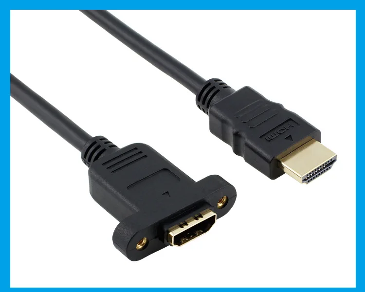 HDMI A 1,4 19pin штекер hdmi A Тип Женский удлинитель с резьбовым отверстием может блокировать панель монтажный кабель 30 см 60 см 100 см 150 см