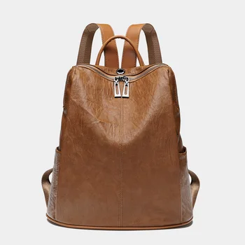 

2019 Fashion Women Backpack Genuine Leather Zipper Bag For Girl Summer Style Female Designer Backpack Bolsas Female Cowhide C747