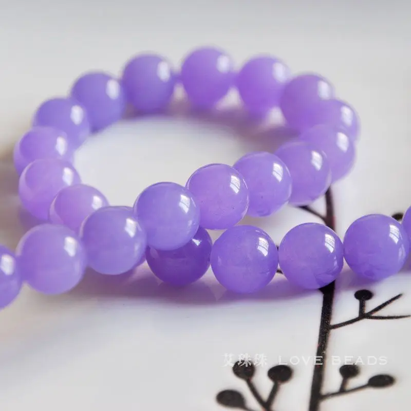 

natural purple chalcedony 4-14mm round loose bead bracelet necklace earrings making jewelry craft findings handmade materials-