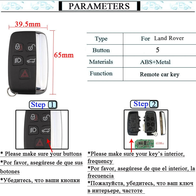 433/315 МГц 5 кнопок умный дистанционный ключ брелок для Land Rover Discovery freelander Sport Evogue LR4 роскошный ключ 2010