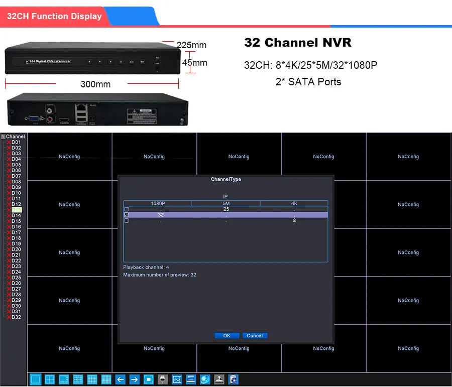 Безопасности 16CH 25CH 5MP 4MP 4K 32CH NVR HD IP 1080P 1.2U Hi3535 Hi3536C процессор 3g WI-FI H.265 CCTV видео Регистраторы onvif P2P