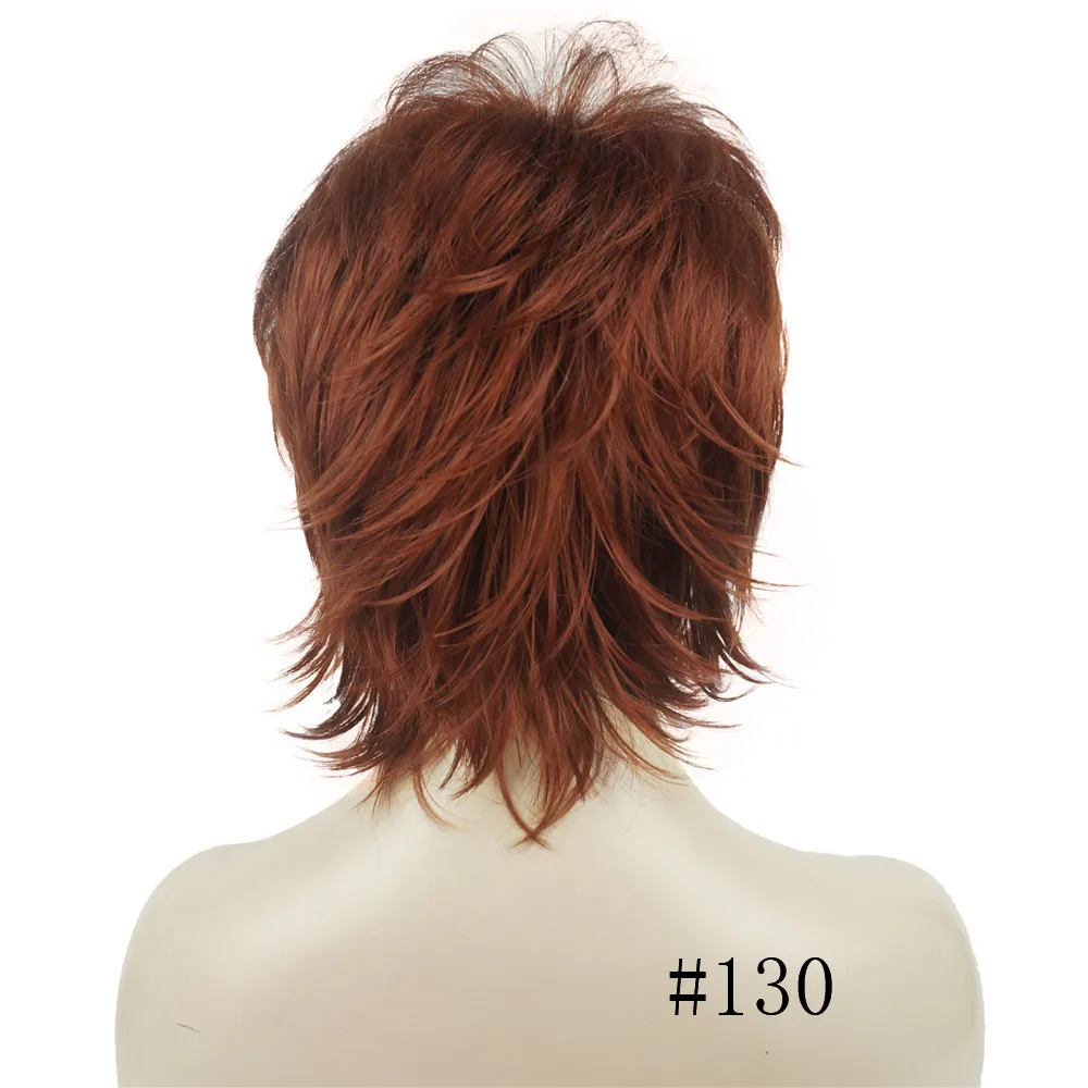 StrongBeauty женский парик черный/Красное вино BFluffy короткие прямые слоистые волосы Синтетические Полные парики - Цвет: #130