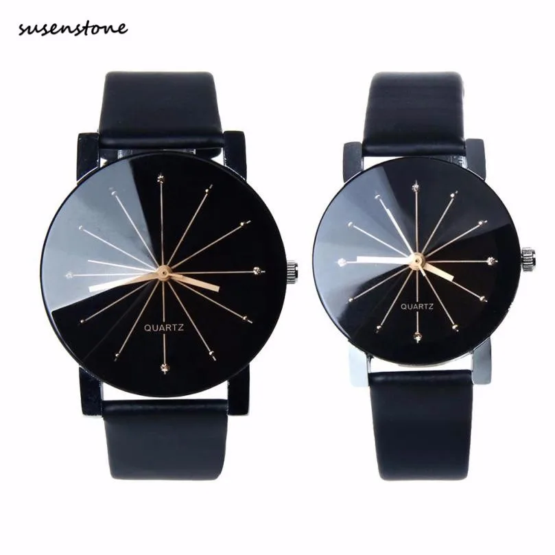 

Susenstone 2018 Fashion Lovers Watch 1Pair Lover Quartz Dial Watches For Boy Girls PU Leather Belt Wrist Watch Relogio 40
