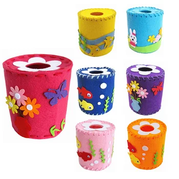 

Colorful DIY 3D EVA Cloth Tissue Holder Box Cartoon Pattern Sticking Handmade Handcraft Sewing Tissue Case Craft Toy Kits