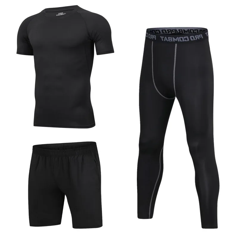 Мужская одежда для тренажерного зала и фитнеса, спортивная одежда, быстросохнущие компрессионные костюмы, мужской набор для бега, облегающий спортивный Быстросохнущий костюм - Цвет: Style 19