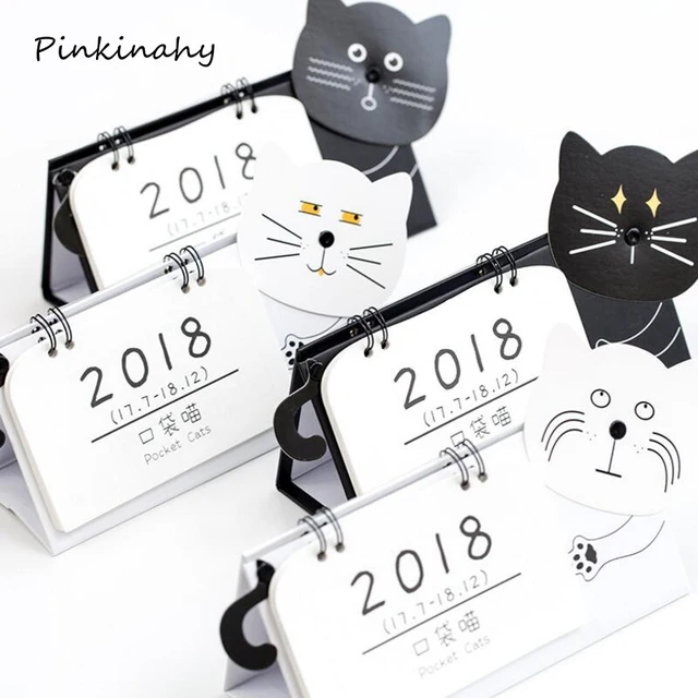 New Year 2017 2018 Lovely Cartoon Giraffes Dog Cat Mini Table New Year 2017 2018 Lovely Cartoon Giraffes Dog Cat Mini Table Calendars Desk