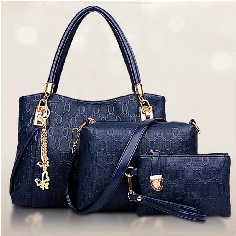 

2017 Brand Women Handbag Shoulder Bags Stone 3 Pieces Female Bolsas Feminina Bag Set Bags Femme Designer Handbag!!