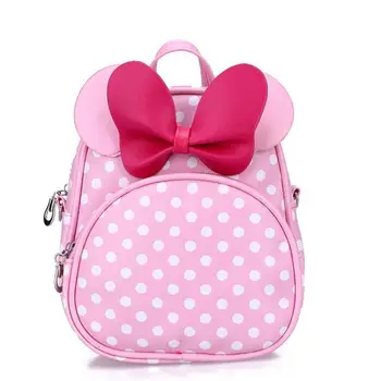 

2019 New Fashion Children School Bags For Girls Cartoon Minnie PU Leather Backpack Kids Girls Casual Bags Cute Backpack With Bow