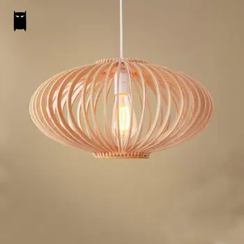 

Wooden Lantern Lampshade Pendant Light Fixture Asian Japanese Style Hanging Ceiling Lamp Avize Abajour Luminaria for Study Room