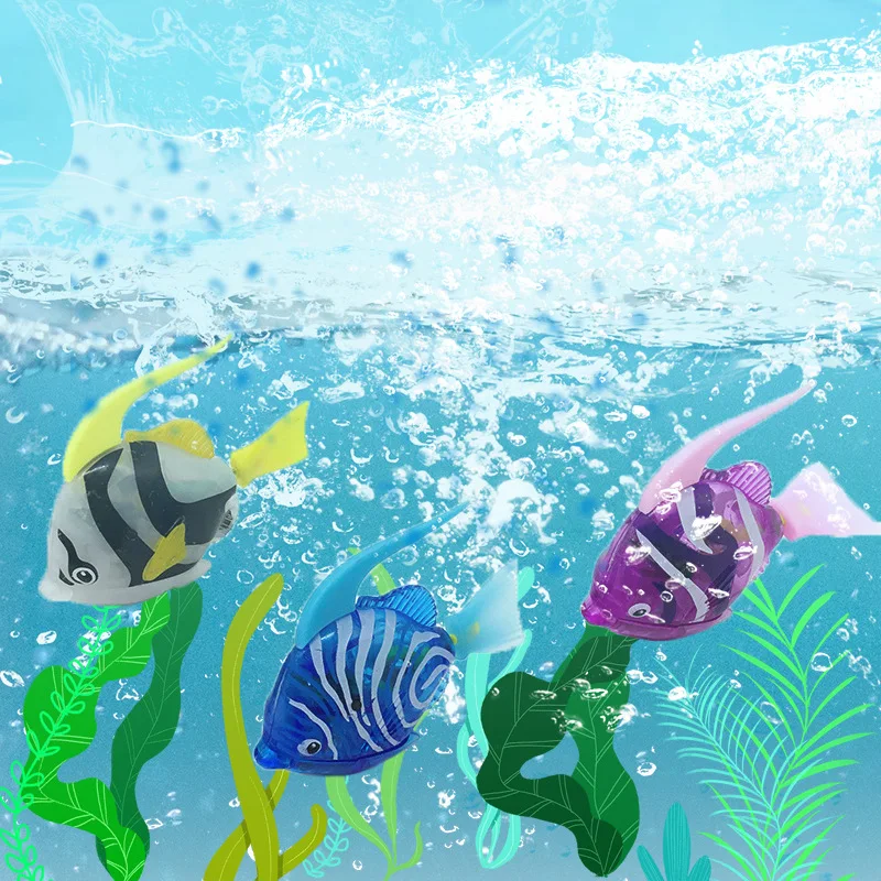 

3pcs/lot New Baby Toys Swimming Led Light Fish Activated Battery Powered Robot For Bathing Send By Random