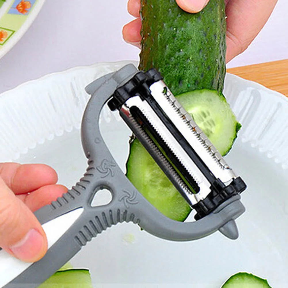 Полезные домашние Многофункциональные кухонные инструменты три в одном вращающийся нож для пилинга фрукты экскаватор Овощечистка аксессуары для бритья