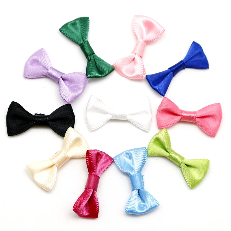 

25pcs/Bag 3x1.5cm Satin Bow Knot Polyester Flat DIY Satin Ribbon Package Bow Wedding Scrapbooking Embellishment Crafts Accessory