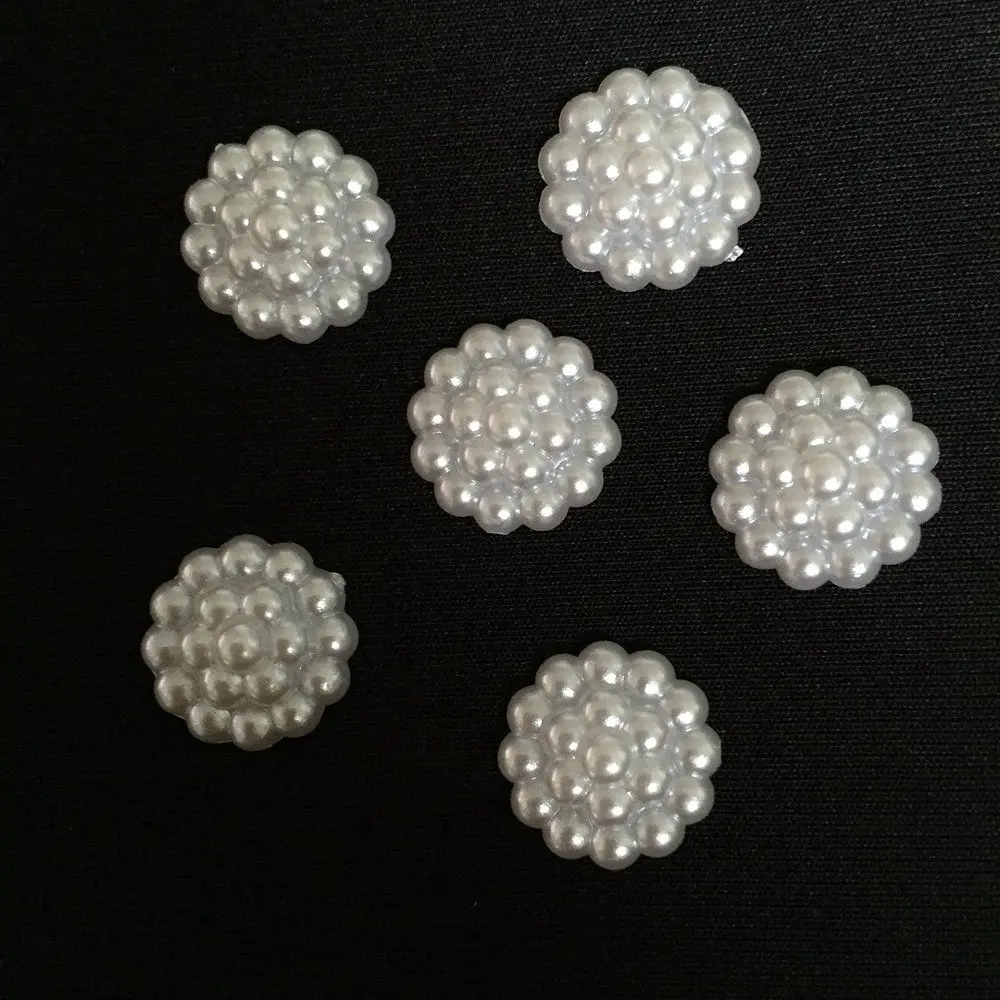 

120pcs 14mm white plastic Pearl flower round shape Scrapbook Craft Flatback DIY wedding decoration Clothing accessories B161*3