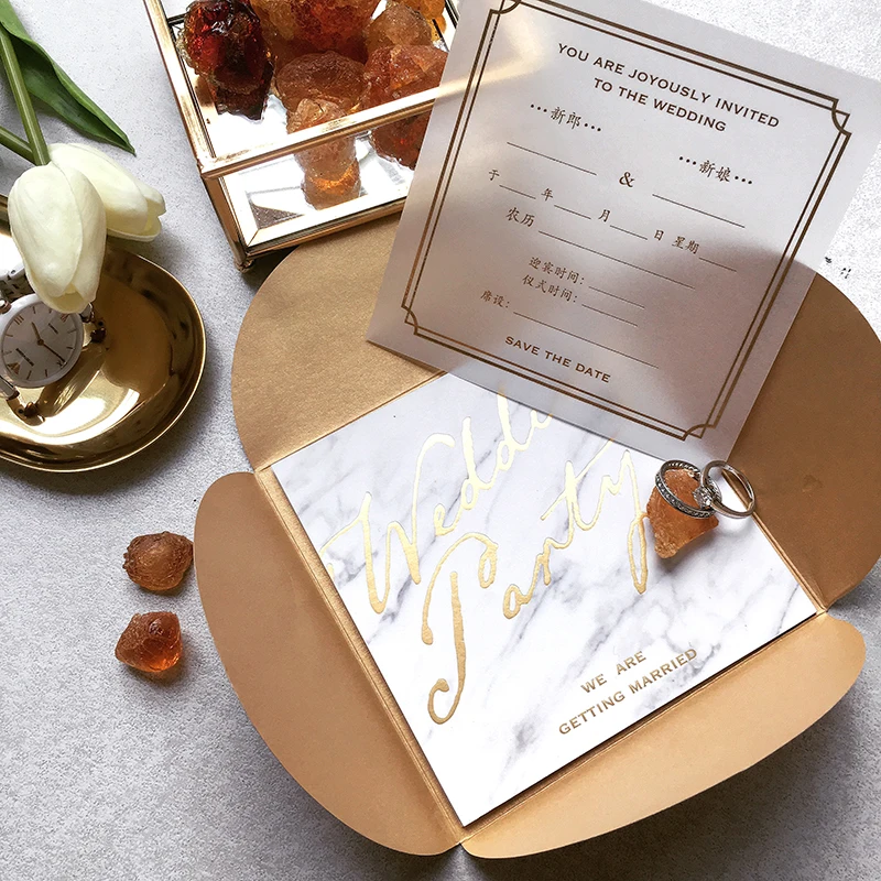 Европейский стиль свадебные приглашения золотым тиснением приглашая карт casamento декор событие поставить карты комплекты конверты Декор