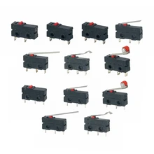 Mini interruptor de micro limite, 5 peças mini interruptor nc 3 pinos pcb terminais spdt 5a 125v 250v 29mm microinterruptores de pressão do alavanca do rolo