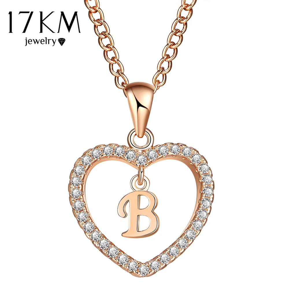 Download 17KM Fashion 2 Color Heart Letter Name Necklaces & Pendant For Women Necklace Word Cubic ...