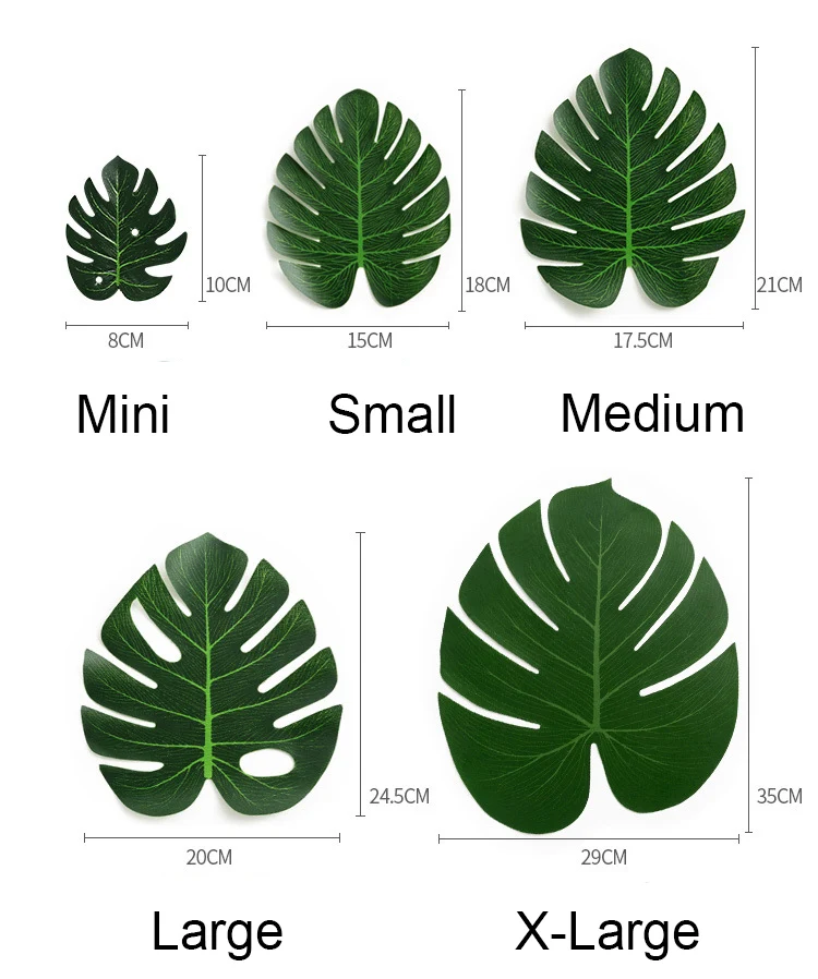 12 шт./лот, искусственные тропические пальмовые листья монстеры, имитация листьев для гавайской тематики, вечерние украшения для дома и сада, искусственные листья