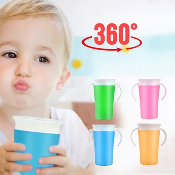 

Kids Drinking Bottle Leakproof Sippy Cup Plastic Drink Training Cup 360 Dgree Anti-Spill Toddler Cups Baby Feeding Accessories