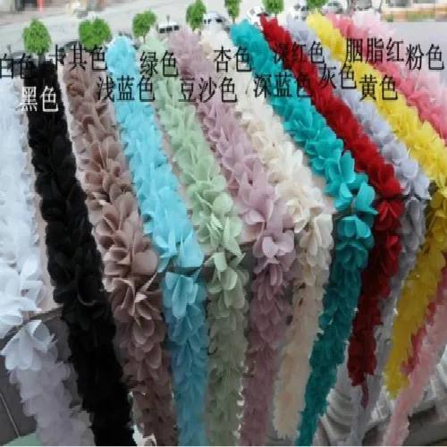 

Free Shipping Chiffon Flower Petals Lace Accessories Lace Fabric DIY Material Width 5.5cm 2Ms/lot