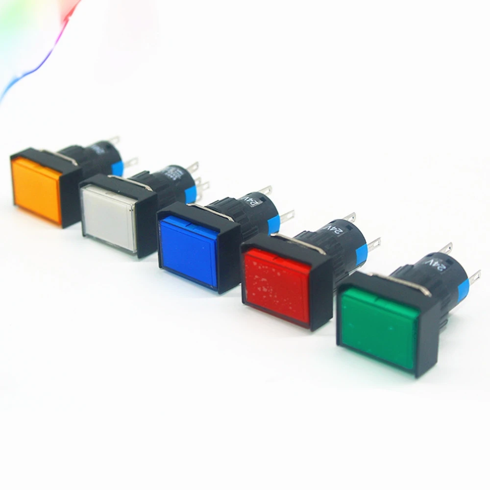 

Self Locking Push button Switches LA16J-11DZ Rectangular button with light 5 pins 16MM