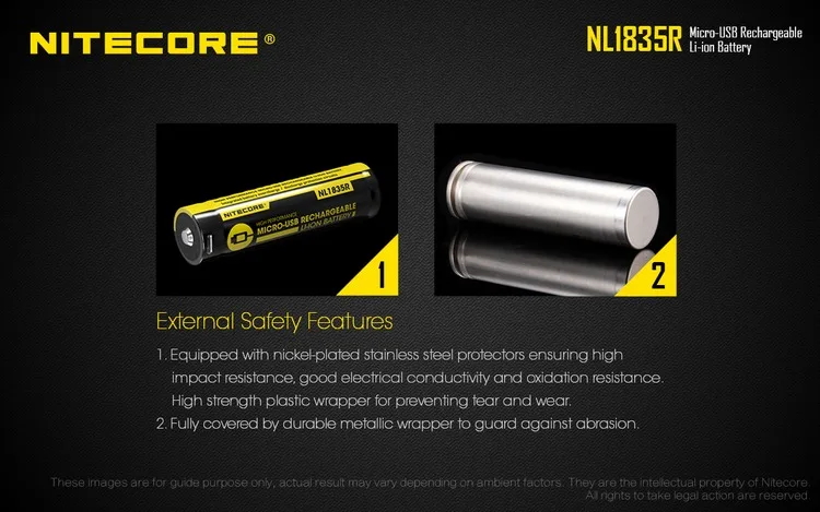 NITECORE NL1835R 3500 мАч Высокопроизводительный встроенный Micro-USB порт зарядки перезаряжаемый Liion аккумулятор 12.6Wh 3,6 V Кнопка Топ 18650