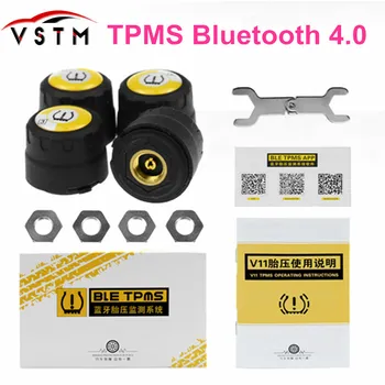 

Bluetooth Car Tire Pressure Alarm TPMS Monitor System 4 External sensors Universal for Bluetooth 4.0 Android IOS Phone