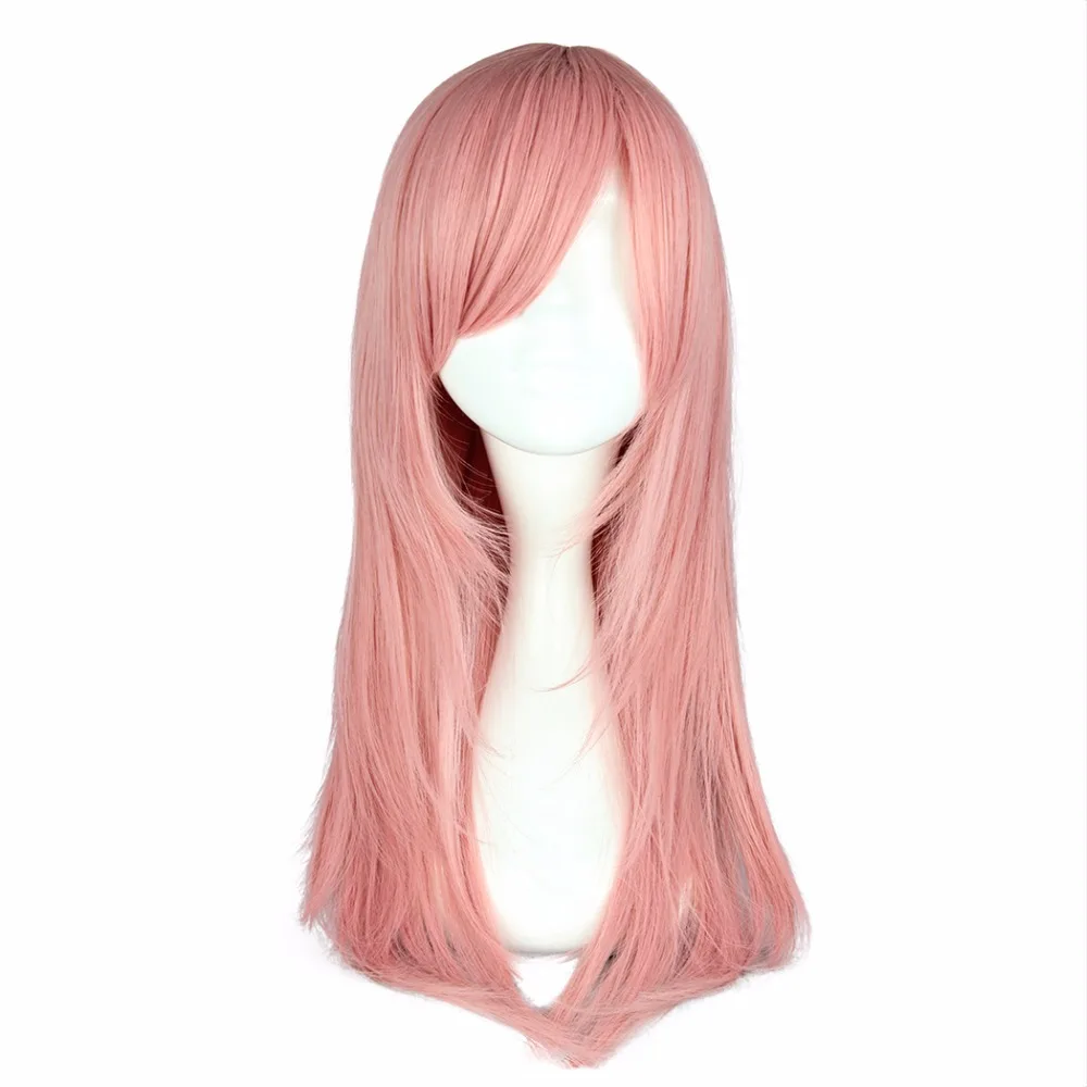 Mcoser Бесплатная доставка 65 см химическое Средний прямые волосы розовый цвет 100% Высокое Температура Волокно парик wig-351a
