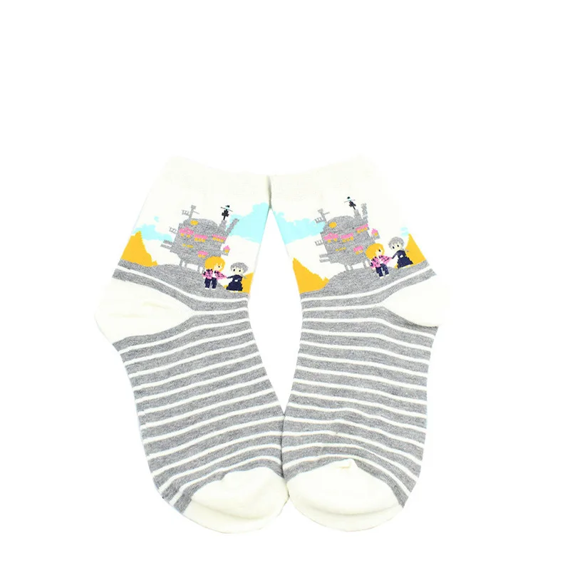 COCOTEKK Южно-корейский красивый мультяшный аниме Harajuku чесаный хлопковые носки Для женщин Тоторо в полоску Модные женские трубчатые носки Новая коллекция - Цвет: 3