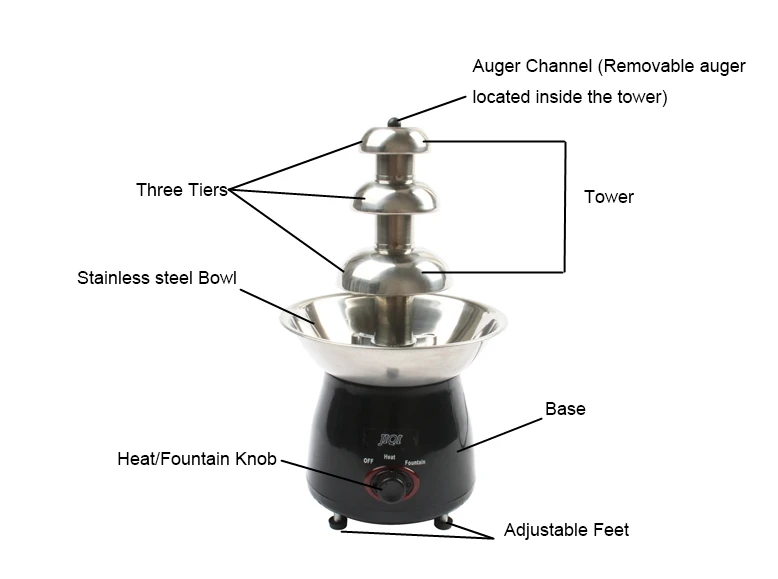 JIQI DIY 3 яруса шоколадные фонтаны мини из нержавеющей стали Шоколадный расплав Отопление фондю водопад машина Свадьба День Рождения Вечеринка