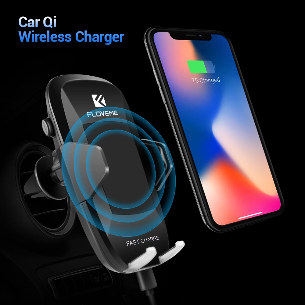 FLOVEME Car QI Wireless Charger For iPhone 8 8 Plus X 10 Air Vent Car