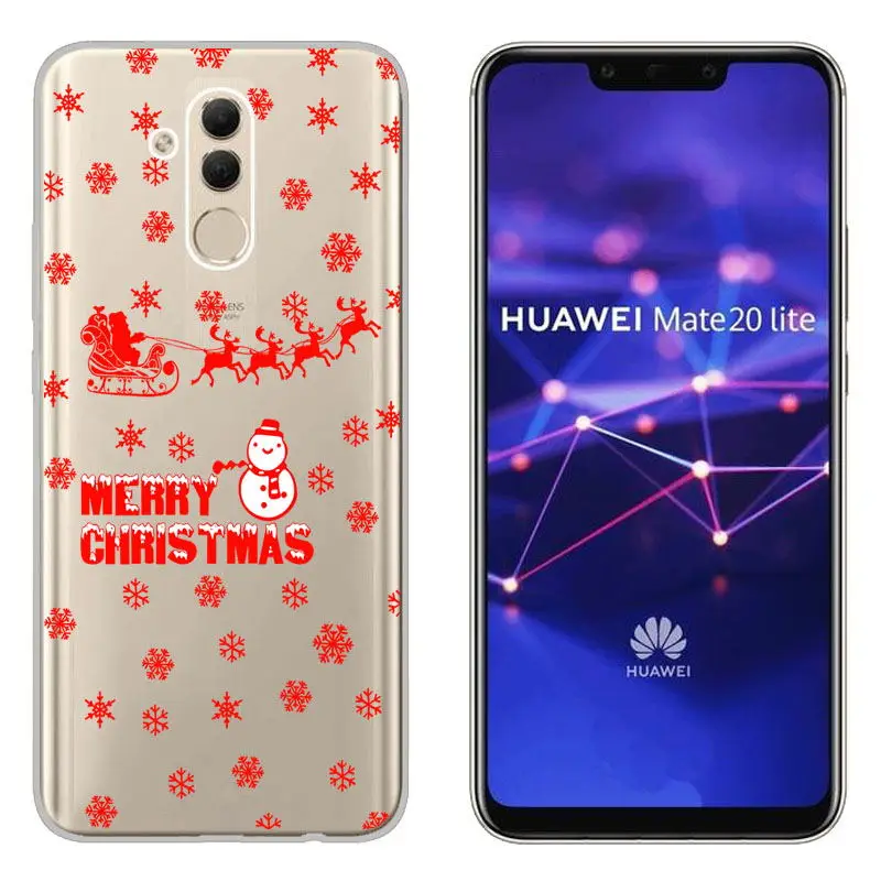 sFor Huawei Mate 20 lite Christmas Case Cover With Santa Claus Deer Patterned Phone Coque Cover For Huawei P8 Lite 2017 Honor 8X (5)