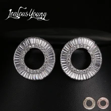 Роскошные изысканный круг сережки-гвоздики с инкрустацией квадратный AAA кубического циркония серьги шпильки для Для женщин Свадебные украшения Brincos AE417