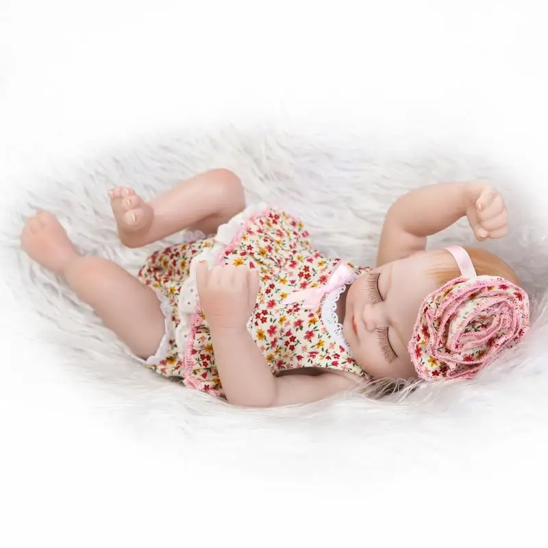 

NPKCOLLECTION 10 inch Mini Sleeping Reborn Girl Doll Full Body Silicone Reborn Baby Doll Toddler Newborn Dolls Toys