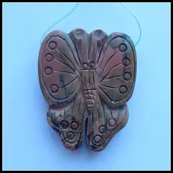 Резные бабочка многоцветной яшмы Пикассо кулон из бисера, 44x36x10 мм, 28,10 г