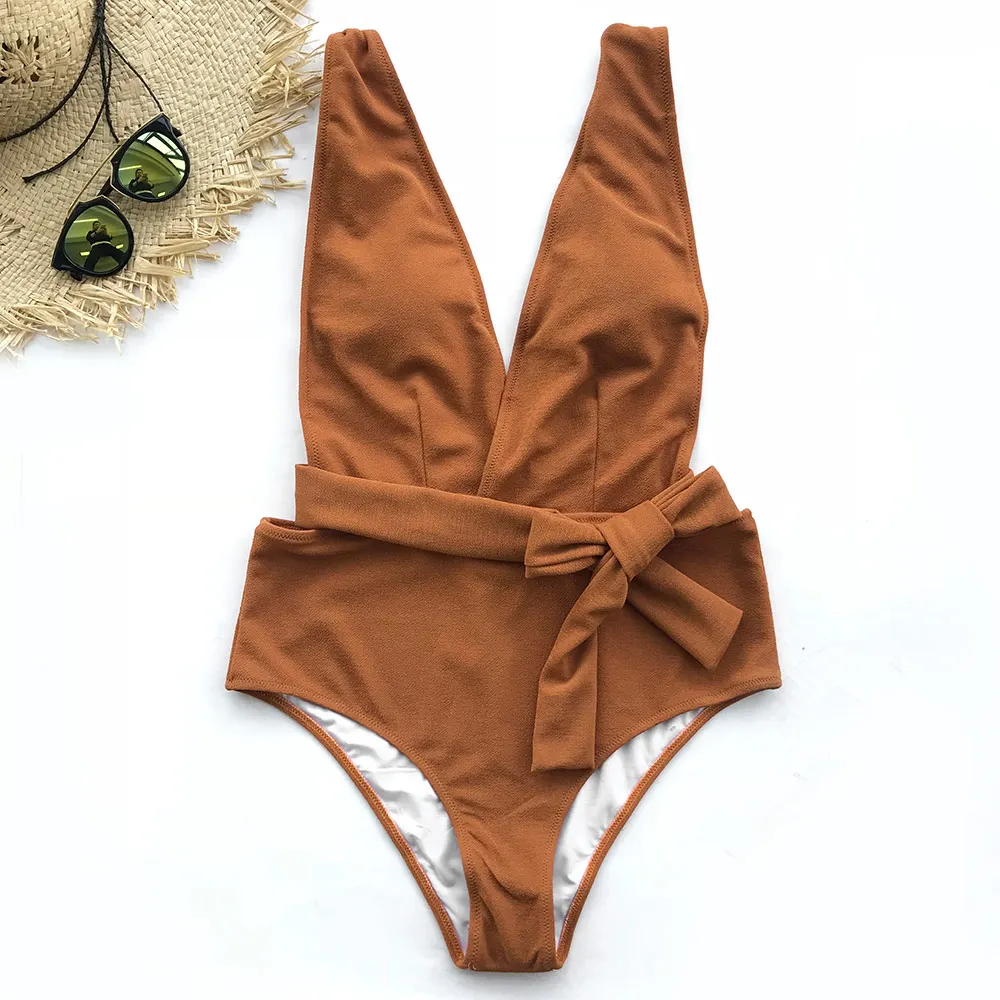 SALE CUPSHE Sea Escape Solid Onepiece Swimsuit Women Summer sexy one