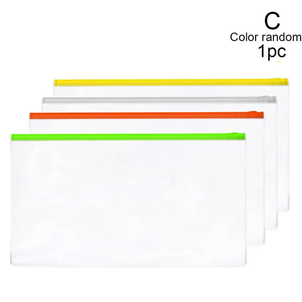 5Pcs Waterproof Transparent PVC Zipper Bag File Folder Document Filing Bag Stationery Bag School Office Supplies random color - Цвет: A6 14C