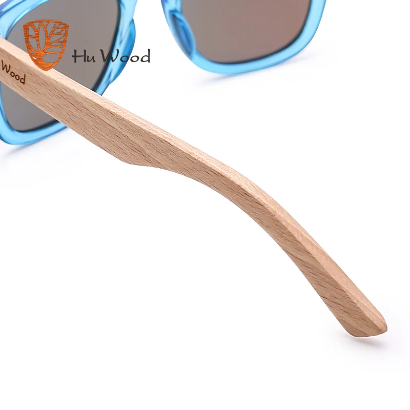 Детские солнцезащитные очки HU WOOD брендовые разноцветные в деревянной оправе для
